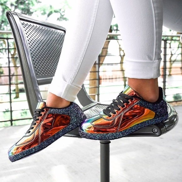 🆕LAST ONE Mermaid Glitter Holographic Sneakers - Picture 3 of 8